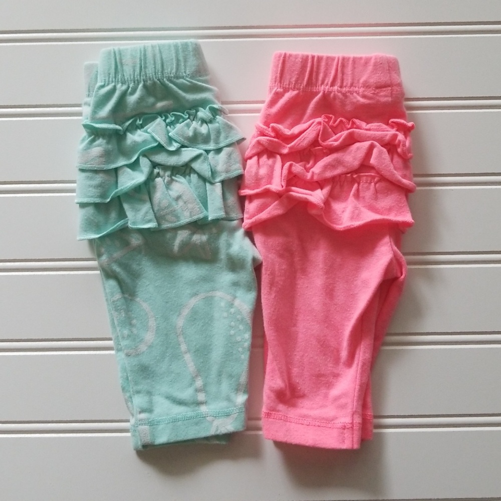 Cat & Jack Ruffle Bottom Pants Bundle- NB
